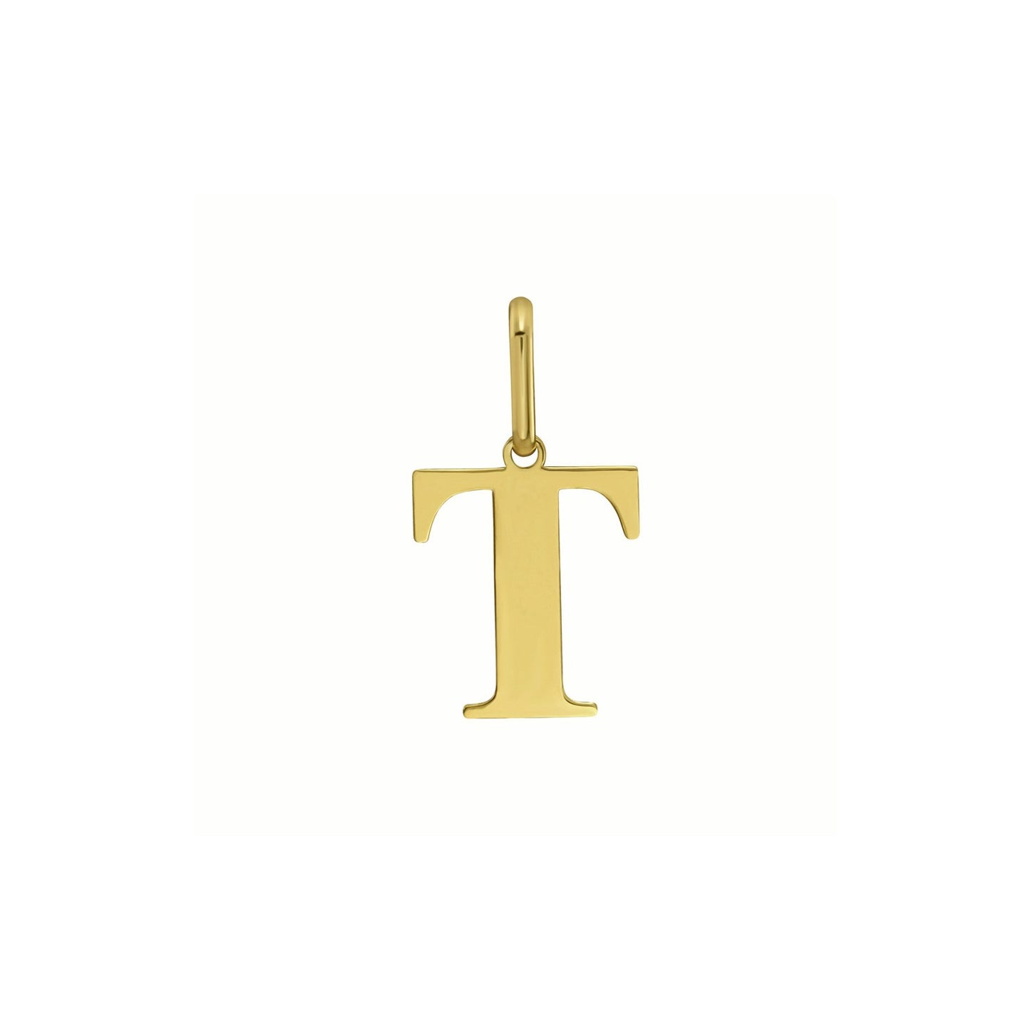 14K Yellow Gold Initial T Charm Pendant