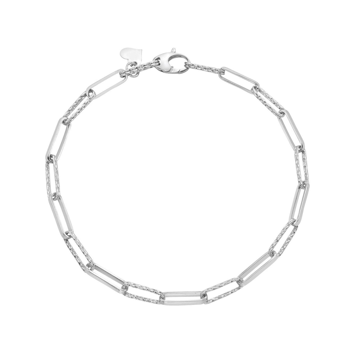 14K White Gold Mini Diamante Paperclip Bracelet (3.20 mm)
