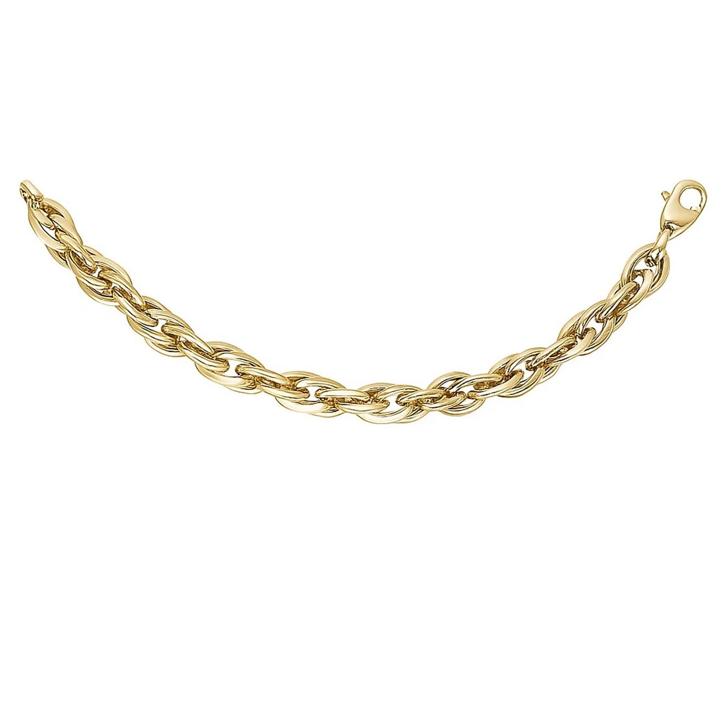 Polished Double Oval Link Chain Necklace in 14k Yellow Gold
