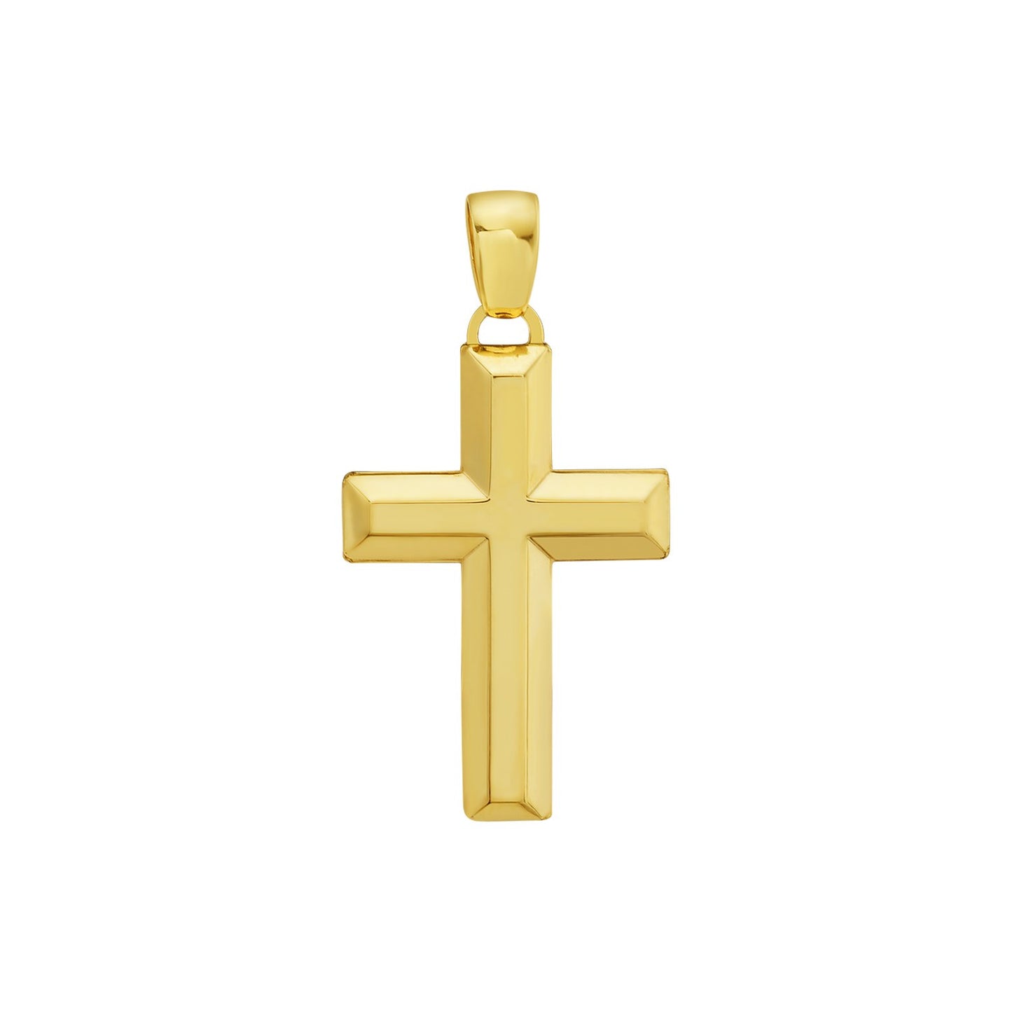 14K Yellow Gold Polished Beveled Cross Pendant