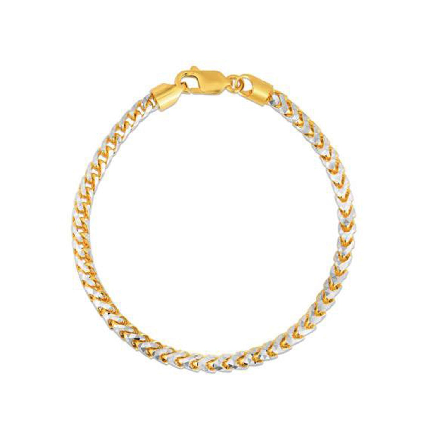 Round Pave Franco Chain Bracelet in 14k Yellow Gold (4.00 mm)
