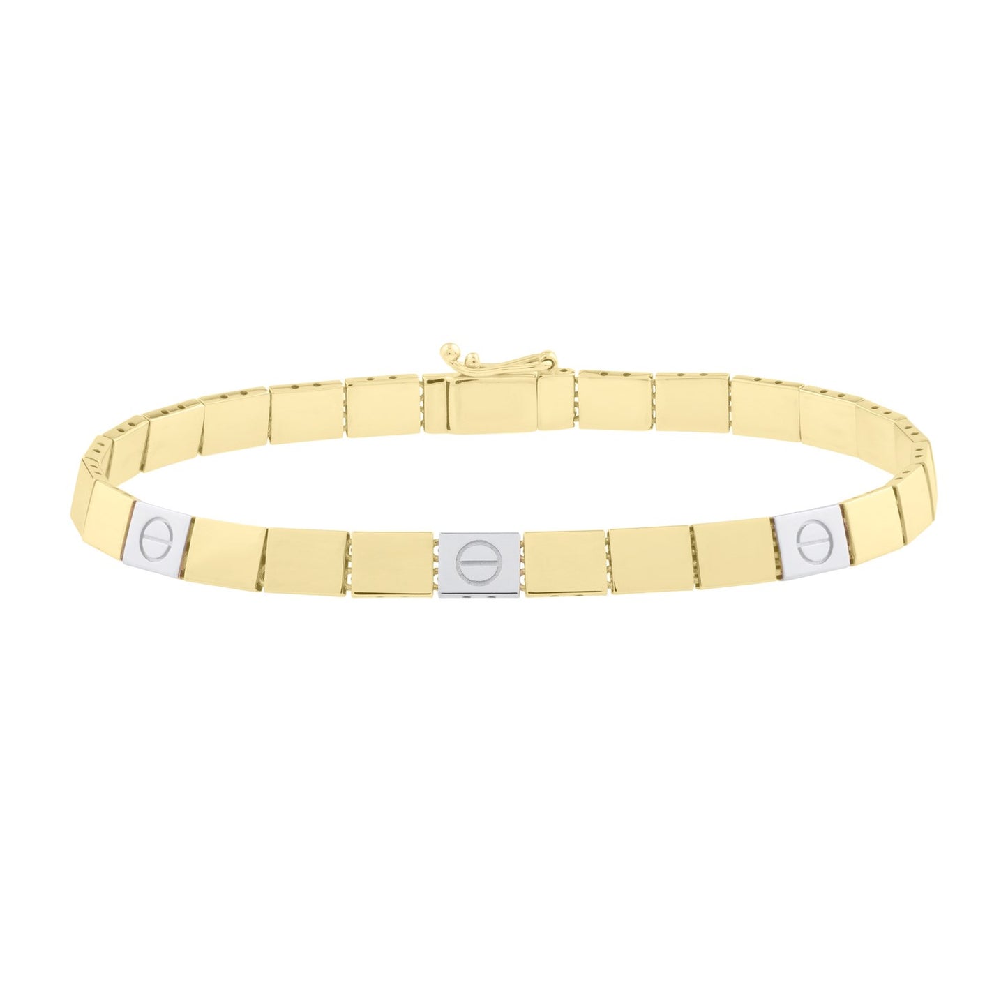 Two Tone Nail Head Bracelet in 14K Gold