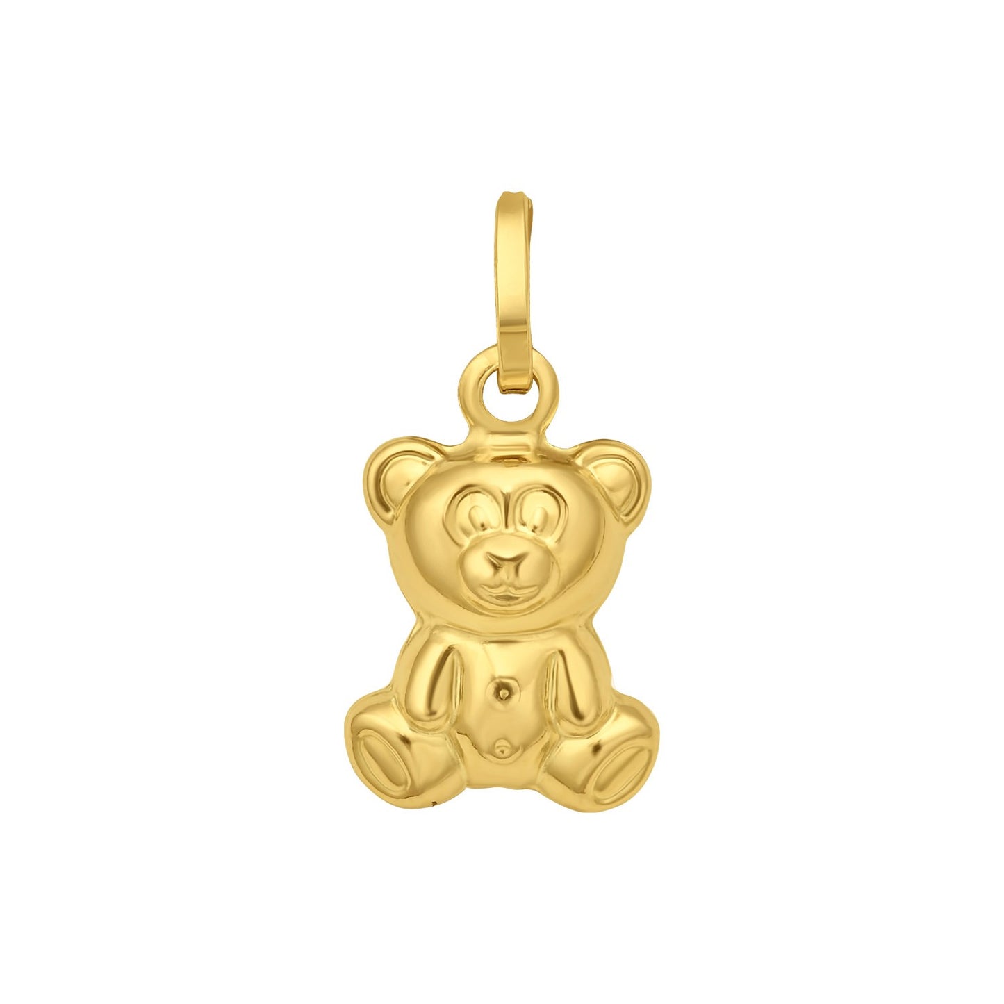 14K Yellow Gold Polished Teddy Bear Charm Pendant