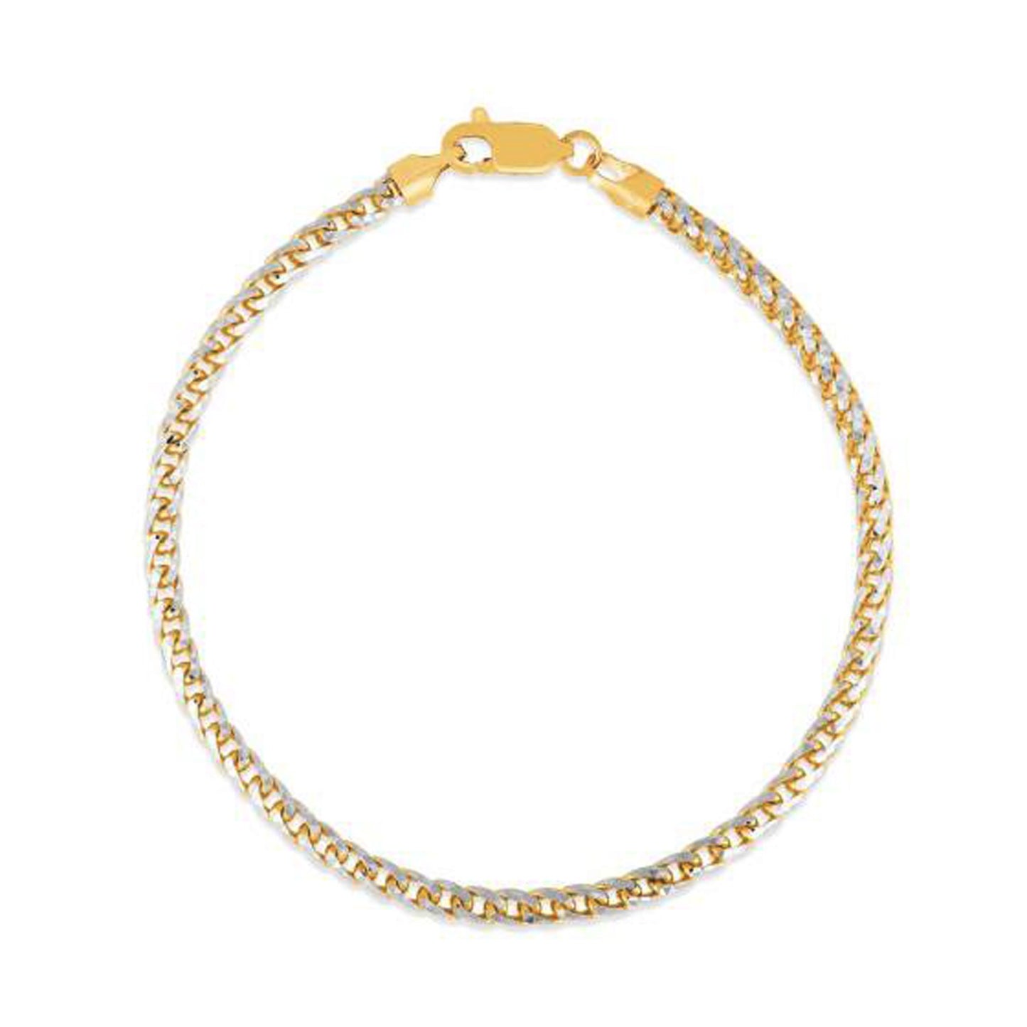Round Pave Franco Chain Bracelet in 14k Yellow Gold (3.15 mm)