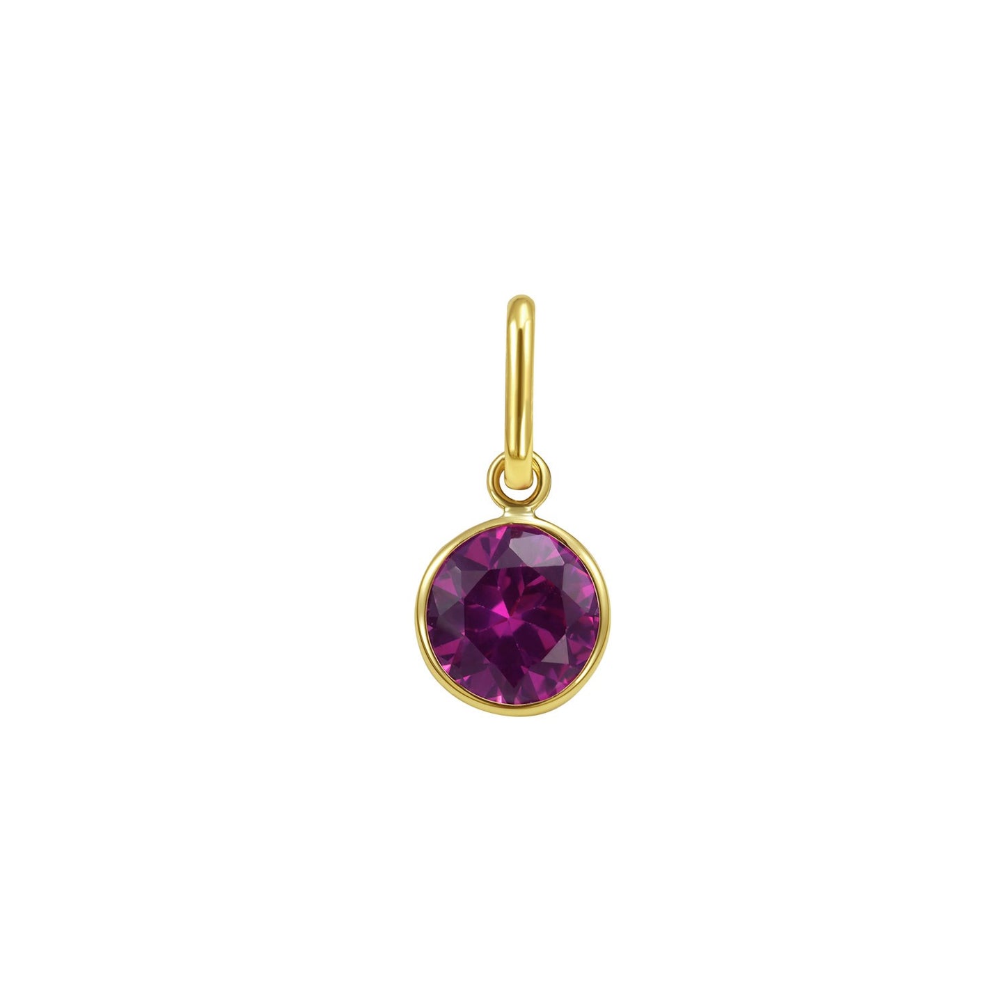14K Yellow Gold Round Pink Sapphire Charm Pendant