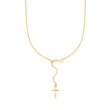 14K Yellow Gold Adjustable Cross Necklace