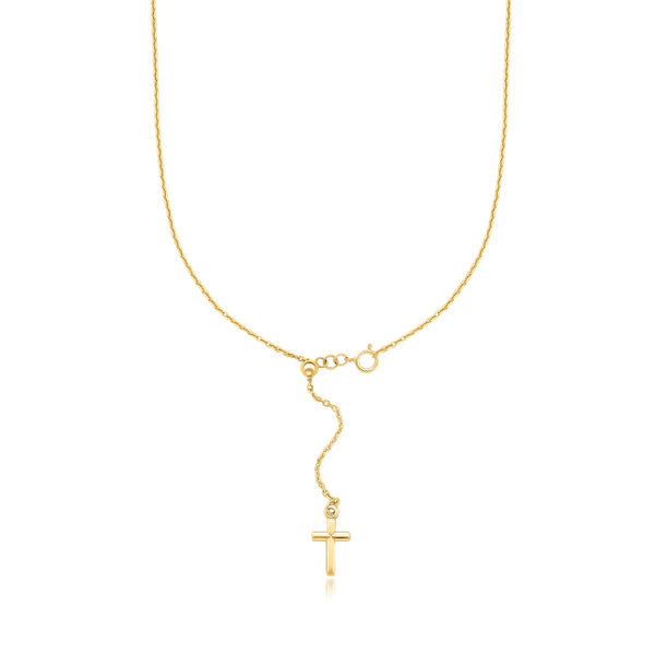 14K Yellow Gold Adjustable Cross Necklace