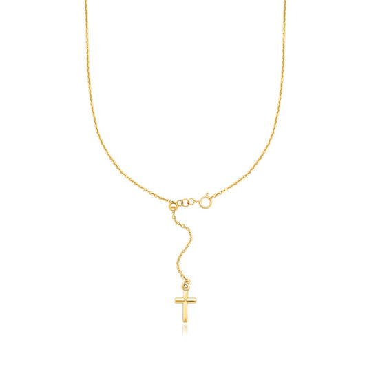 14K Yellow Gold Adjustable Cross Necklace