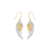 Two-Tone Wing Drop Earrings in 10K Gold