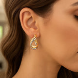 14k Two Tone Gold Earrings in Fancy Double Twist Style