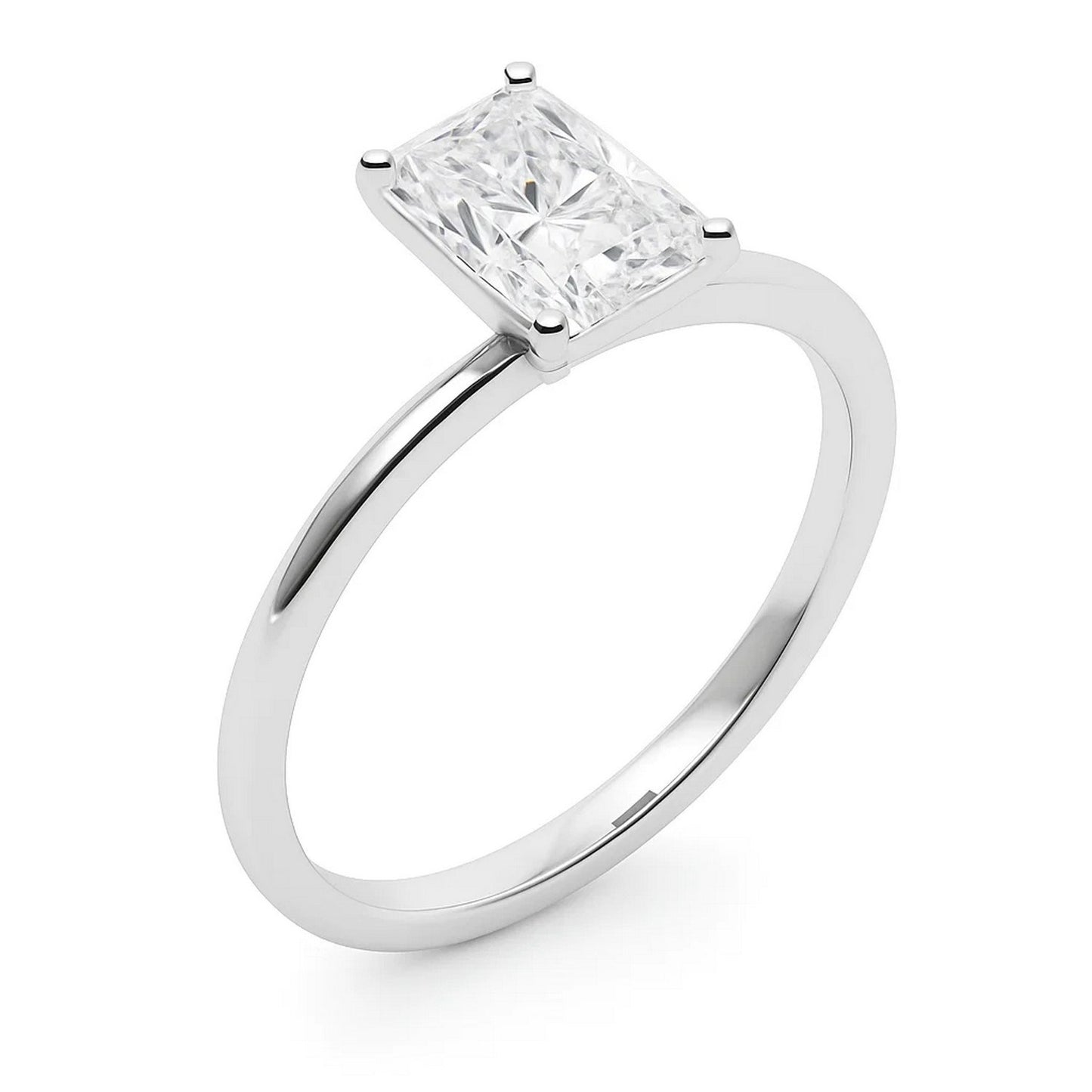 5 Carat Radiant Lab Grown IGI G/VS1 Diamond Solitaire Ring in 14K White Gold