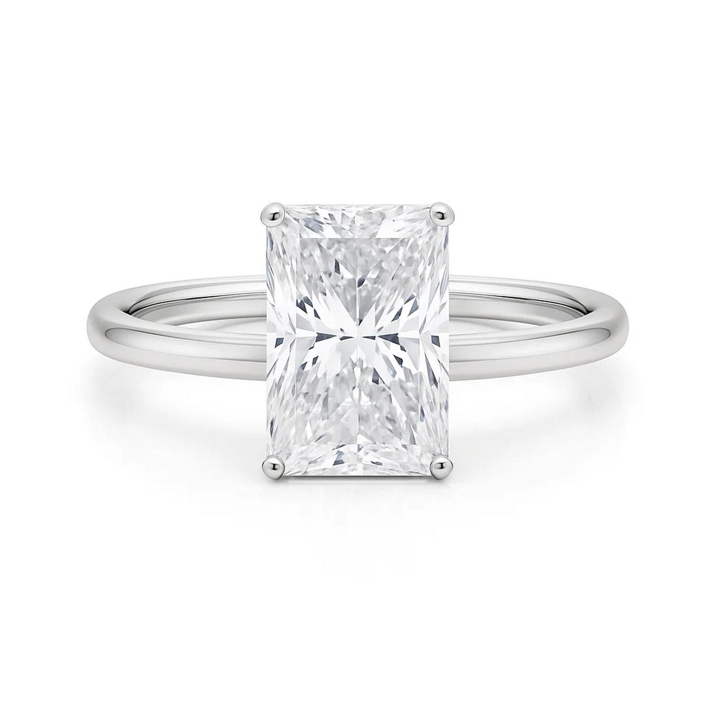 5 Carat Radiant Lab Grown IGI G/VS1 Diamond Solitaire Ring in 14K White Gold