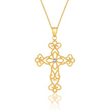 14K Yellow Gold Cross Pendant With Diamond