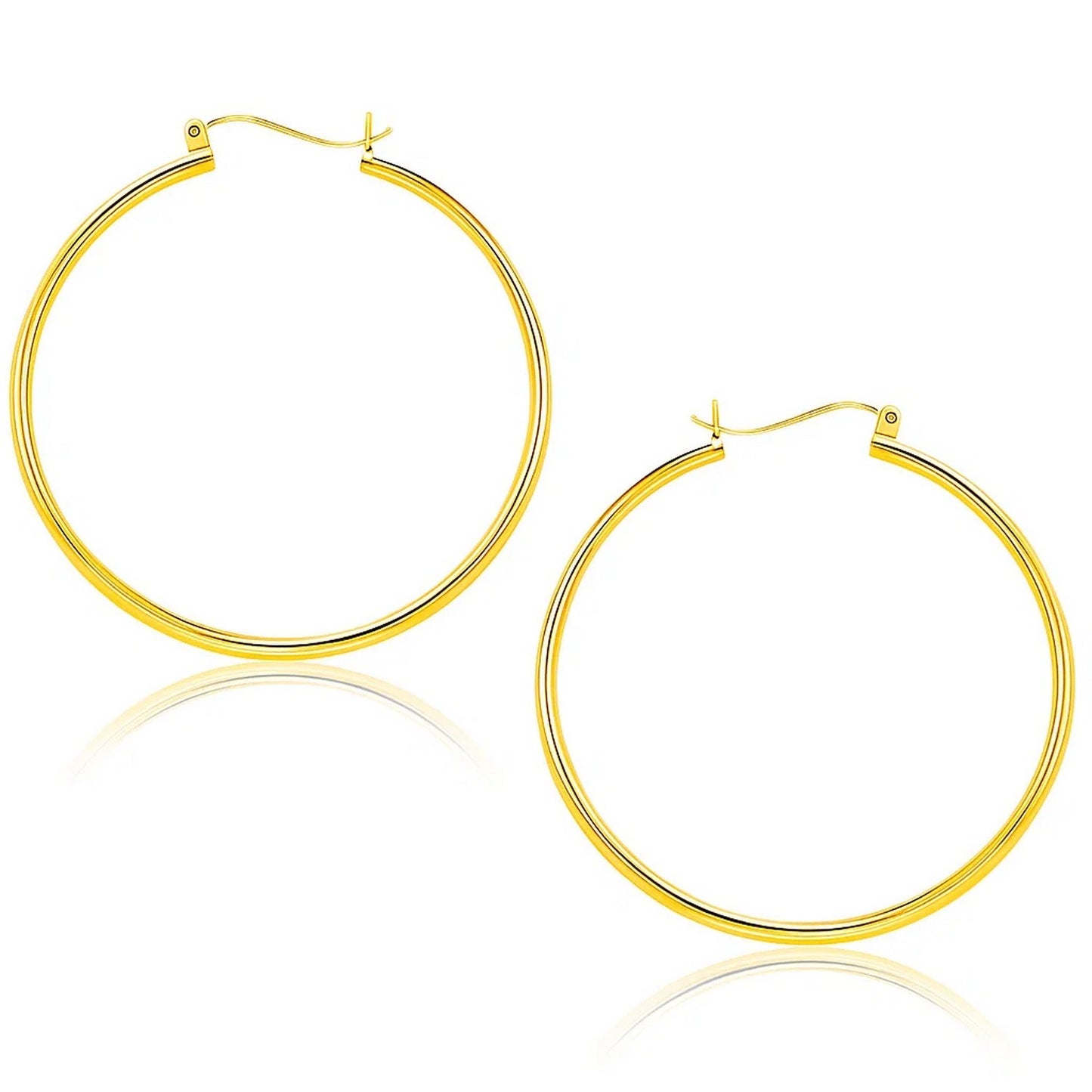 10K Yellow Gold Polished Hoop Earrings (1.5x40mm)