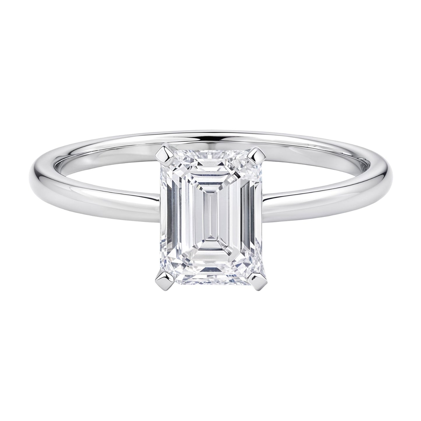 1 1/2 Carat Emerald Lab Grown IGI G/VS1 Diamond Solitaire Ring in 14K White Gold