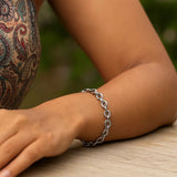 Sterling Silver Rhodium Plated Fancy Charm Bracelet (6.70 mm)