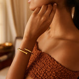 Bypass Nail Head Cuff Bangle in 14K Yellow Gold