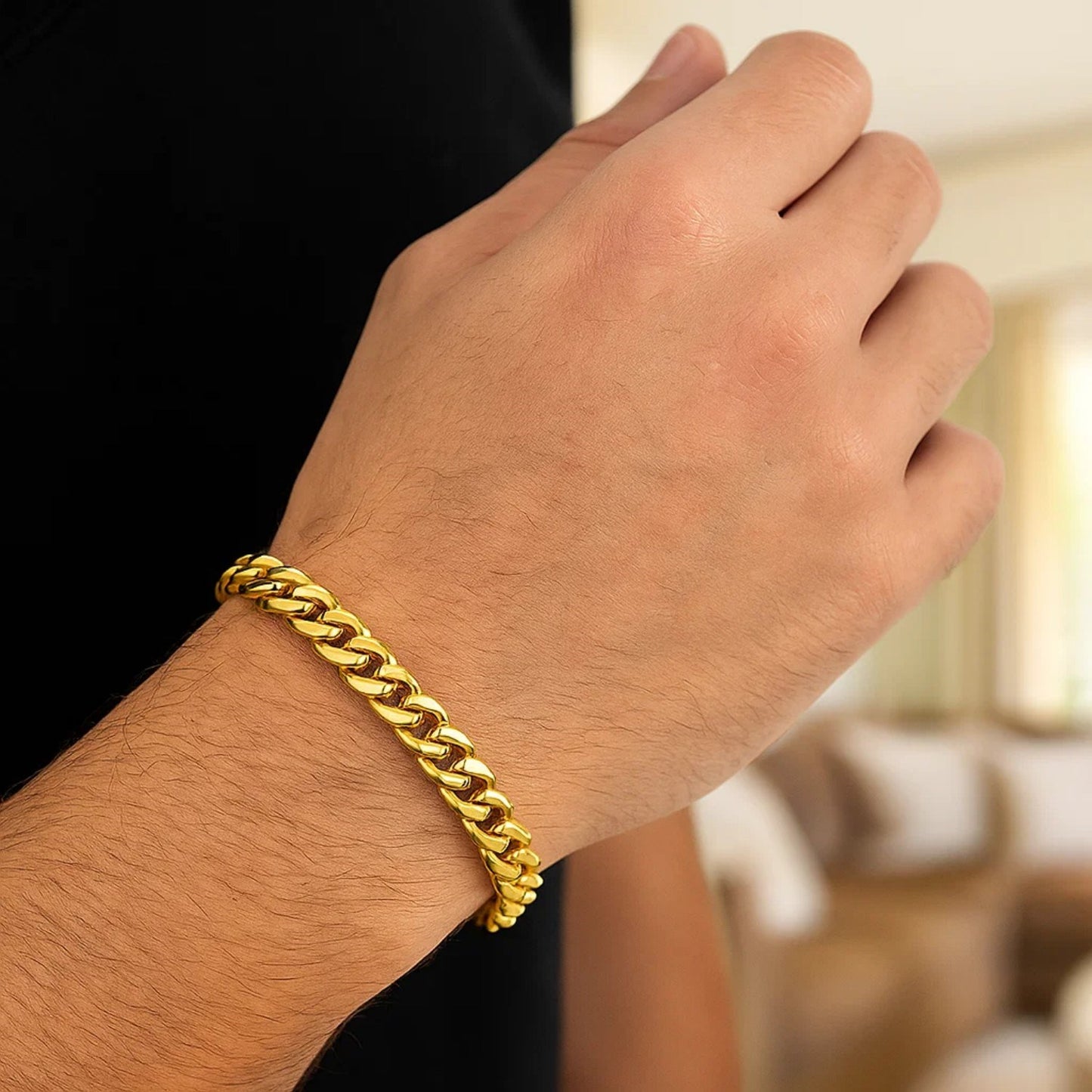 10k Yellow Gold Classic Miami Cuban Solid Bracelet (7.10 mm)