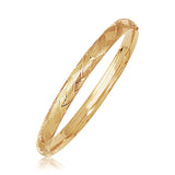 14K Yellow Gold Domed Bangle with a Weave Motif (6.00 mm)