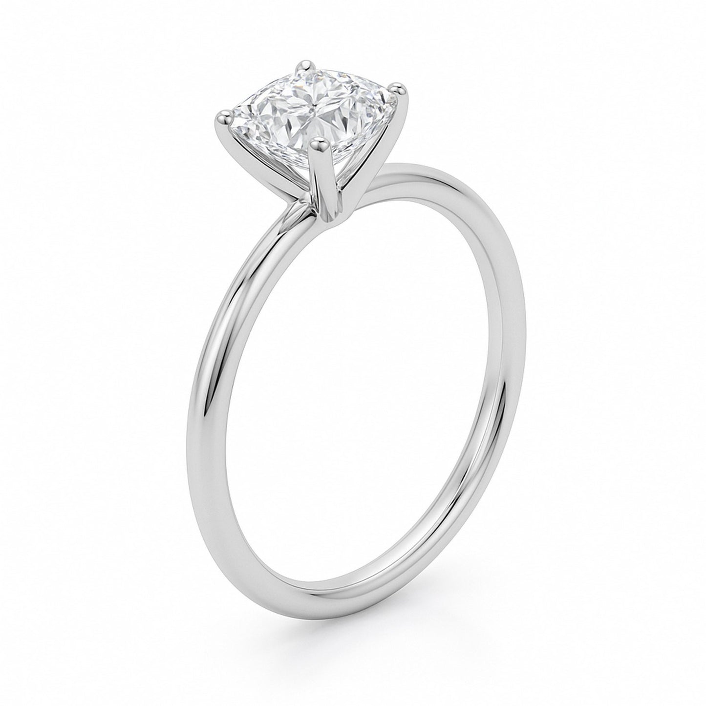 1 Carat Cushion Lab Grown IGI G/VS1 Diamond Solitaire Ring in 10K White Gold