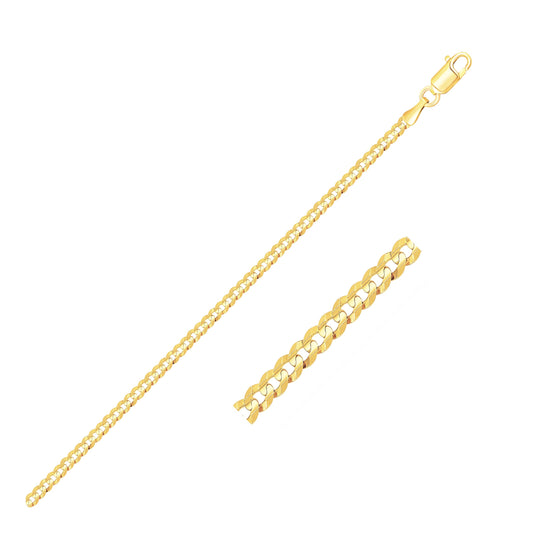 2.5 mm 14K Yellow Gold Curb Link Anklet