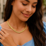 14k Yellow Gold Cuban Chain Choker Necklace