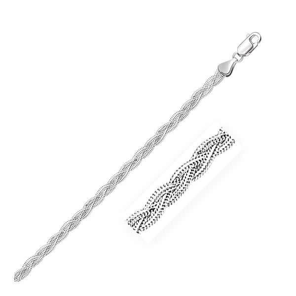 3.5 mm 14K White Braided Foxtail Anklet