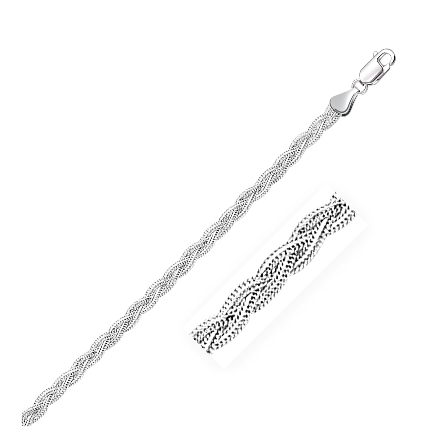 3.5 mm 14K White Braided Foxtail Anklet
