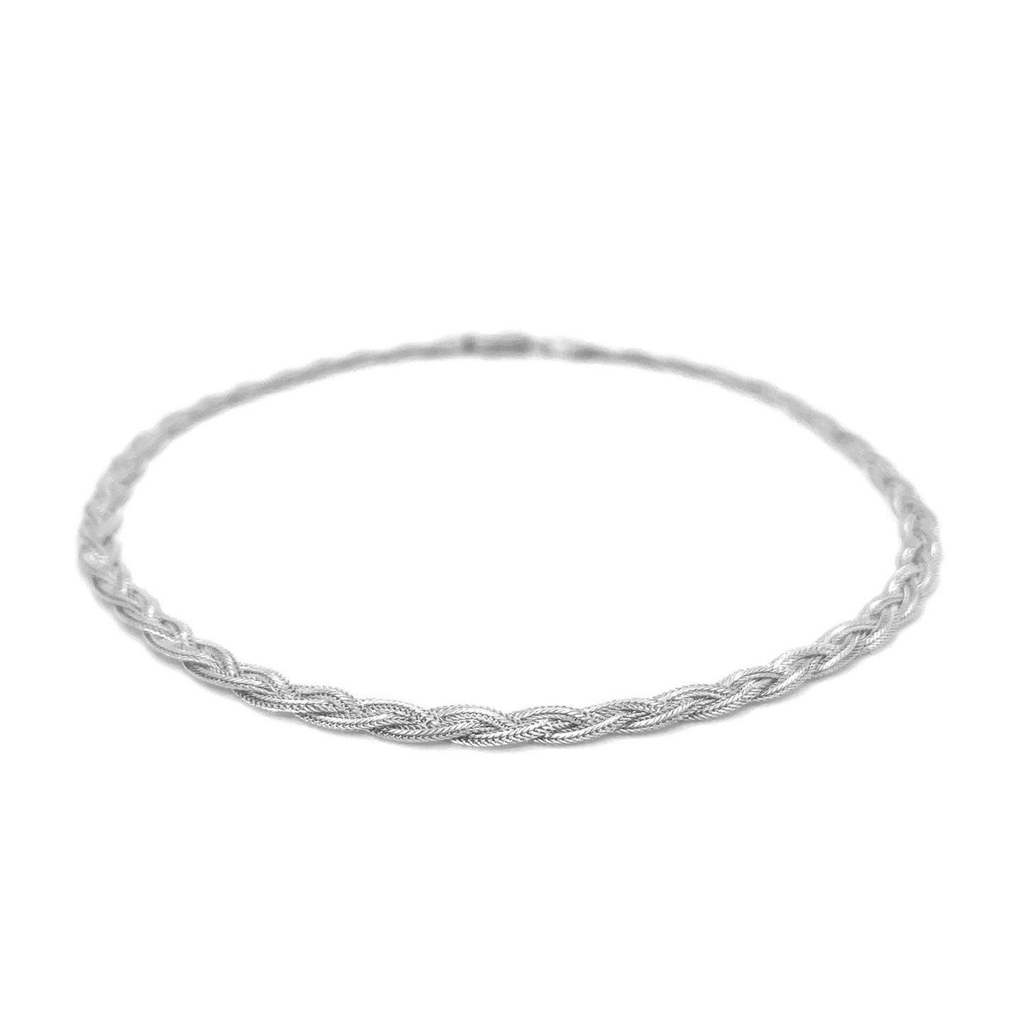 3.5 mm 14K White Braided Foxtail Anklet