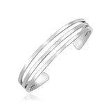 Sterling Silver Polished Three Part Cuff Bangle