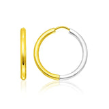 14k Two-Tone Gold Hoop Earrings in a Hinged Style(2.5x20mm)