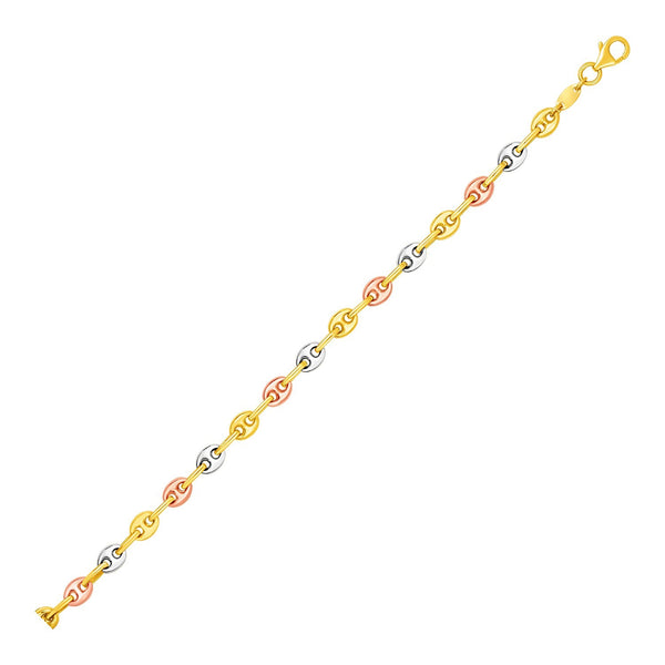 14K Tri-Color Gold Mariner Link Anklet