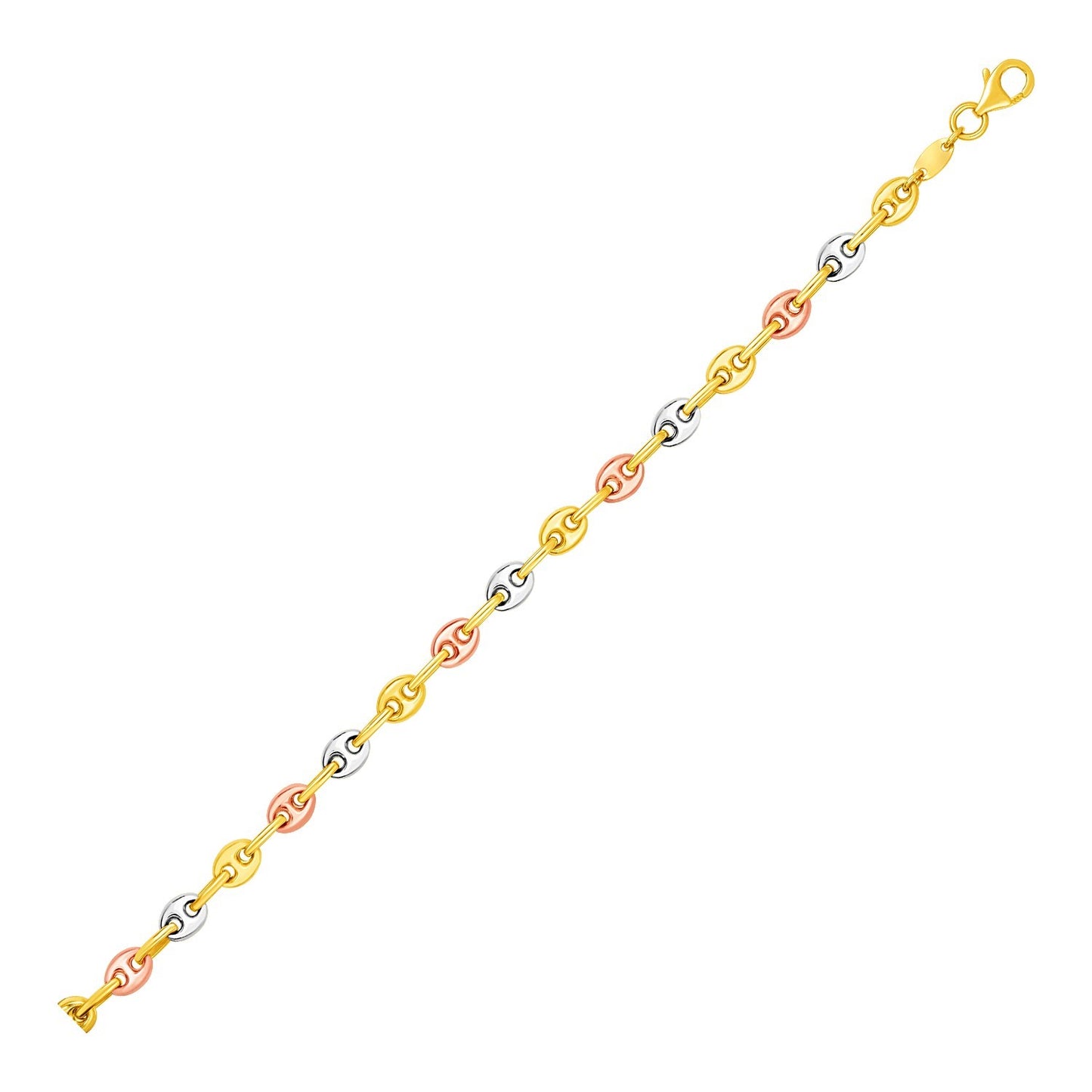 14K Tri-Color Gold Mariner Link Anklet