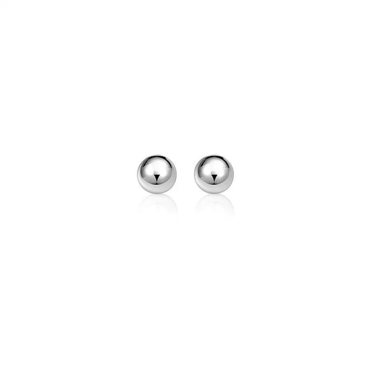 14K White Gold Classic Round Stud Earrings (6 mm)