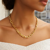 Oval Domed Paperclip Necklace in 14K Yellow Gold (5.30 mm)