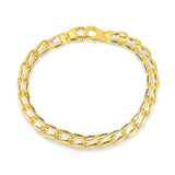 14K Two-Tone Gold Men's Bracelet with S Style Bar Links (7.85 mm)