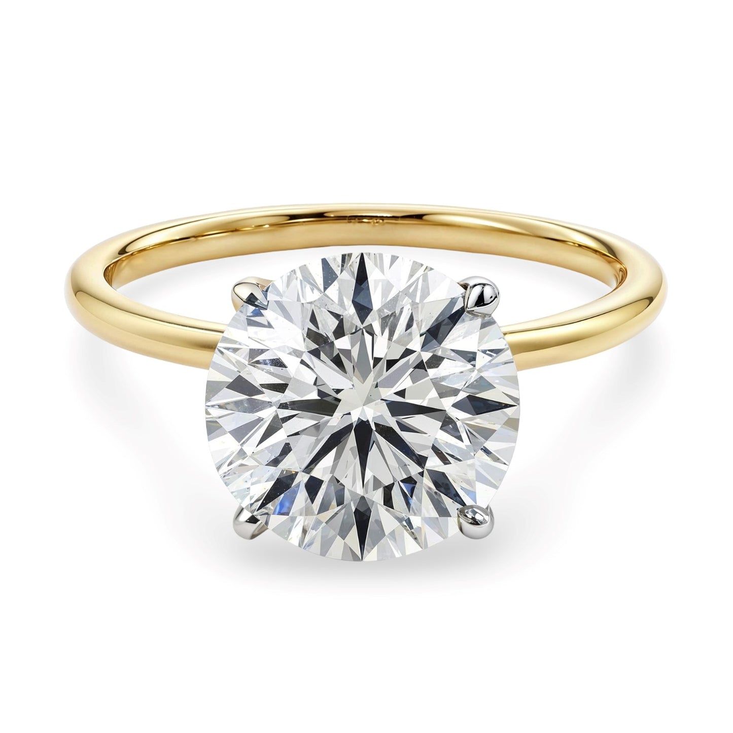 5 Carat Round Lab Grown IGI G/VS1 Diamond Solitaire Ring in 10K Yellow Gold
