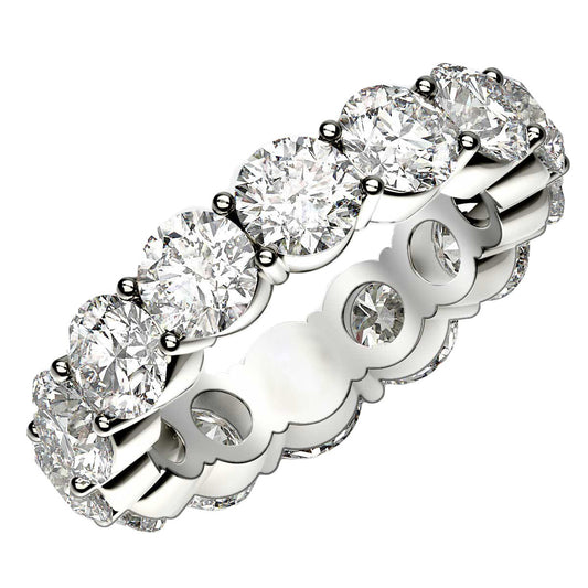 Round Cut Lab Grown Diamond Eternity Ring in 14K White Gold (6 cttw FG/VS2)