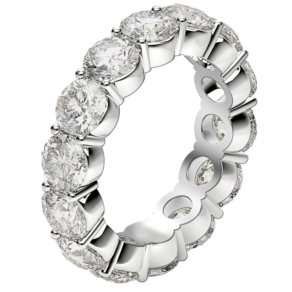 Round Cut Lab Grown Diamond Eternity Ring in 14K White Gold (6 cttw FG/VS2)