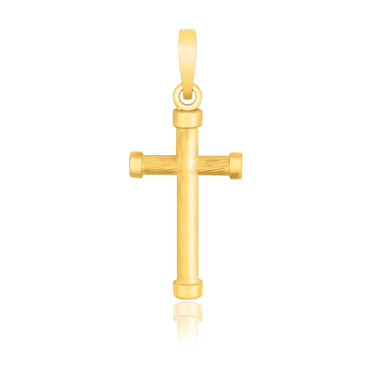 14K Yellow Gold Cross Pendant with Rounded Ends