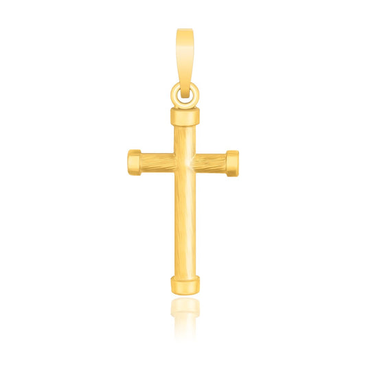 14K Yellow Gold Cross Pendant with Rounded Ends