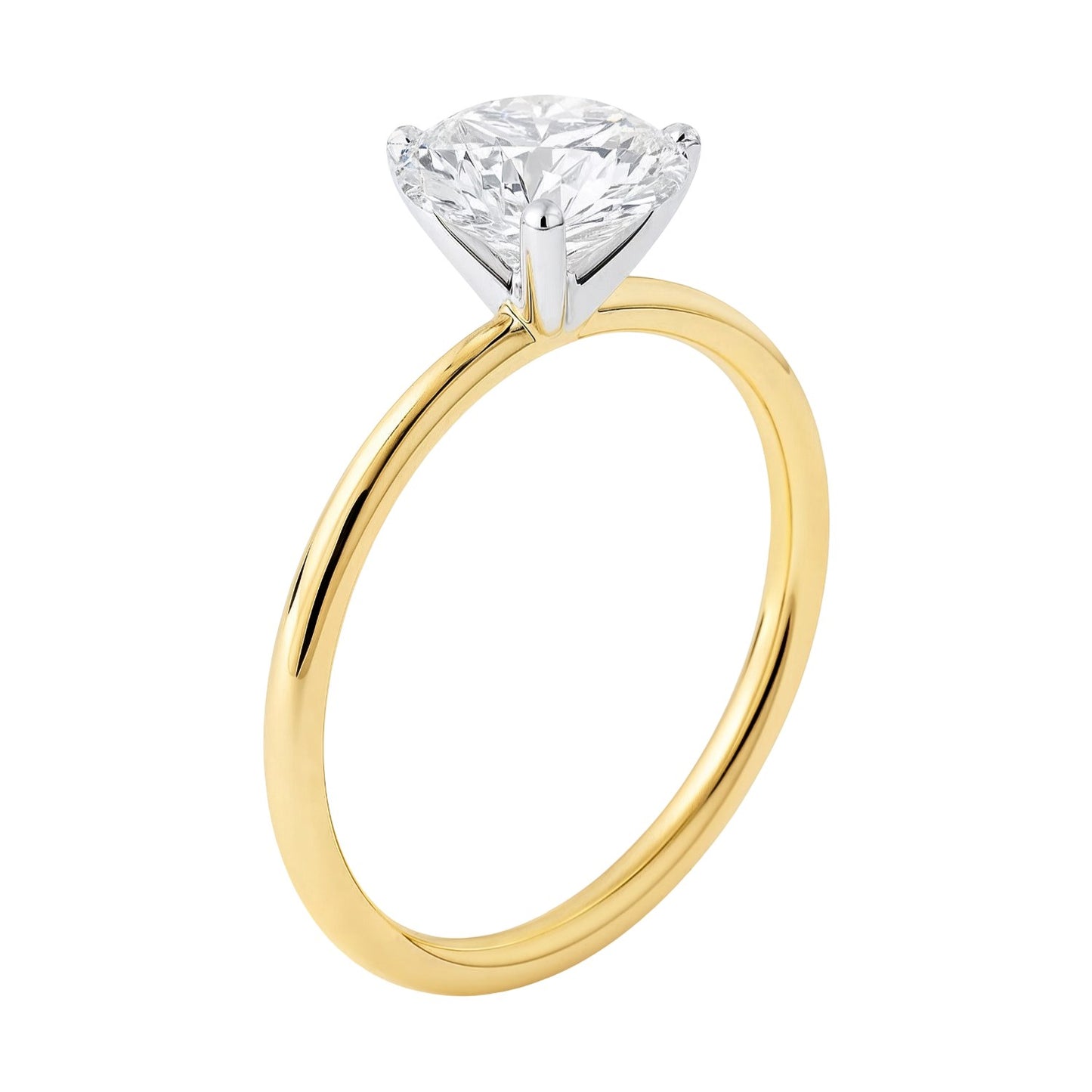 1 1/2 Carat Round Lab Grown IGI G/VS1 Diamond Solitaire Ring in 10K Yellow Gold