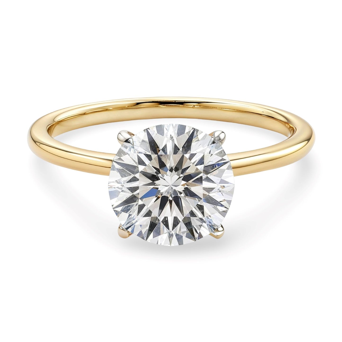 1 1/2 Carat Round Lab Grown IGI G/VS1 Diamond Solitaire Ring in 10K Yellow Gold