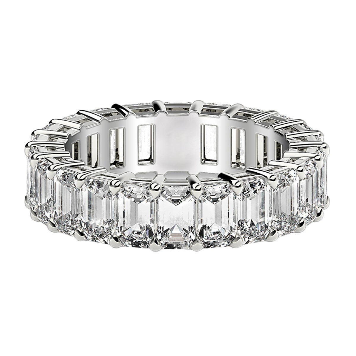 Emerald Cut Lab Grown Diamond Eternity Ring in 14K White Gold (5 cttw FG/VS2)