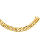 14k Yellow Gold Fancy Polished Multi-Row Panther Link Necklace