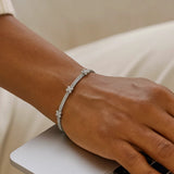 Woven Rope Bracelet with White Sapphire X Accents in Sterling Silver (2.00 mm)