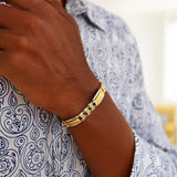 14k Two-Tone Gold Mens Bracelet with Fancy Rounded Bars (9.65 mm)