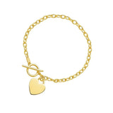 Toggle Bracelet with Heart Charm in 14k Yellow Gold (4.80 mm)