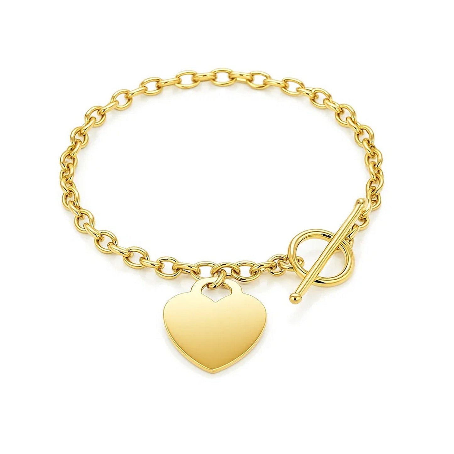 Toggle Bracelet with Heart Charm in 14k Yellow Gold (4.80 mm)