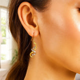 14k Two Tone Gold Double Helix Polished Dangling Earrings